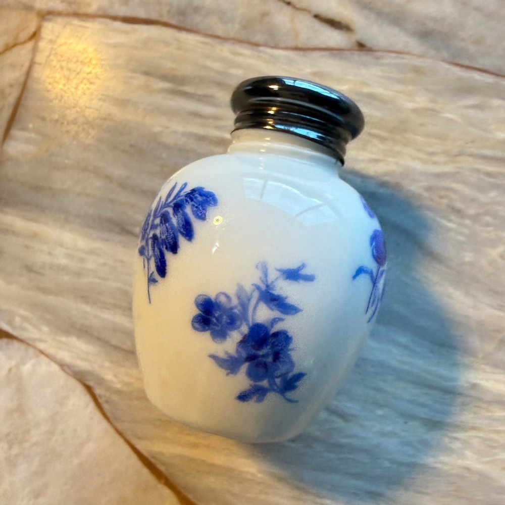 Thomas Germany Ceramic Salt Shaker Blue Floral Vintage Kitchenware Tiny